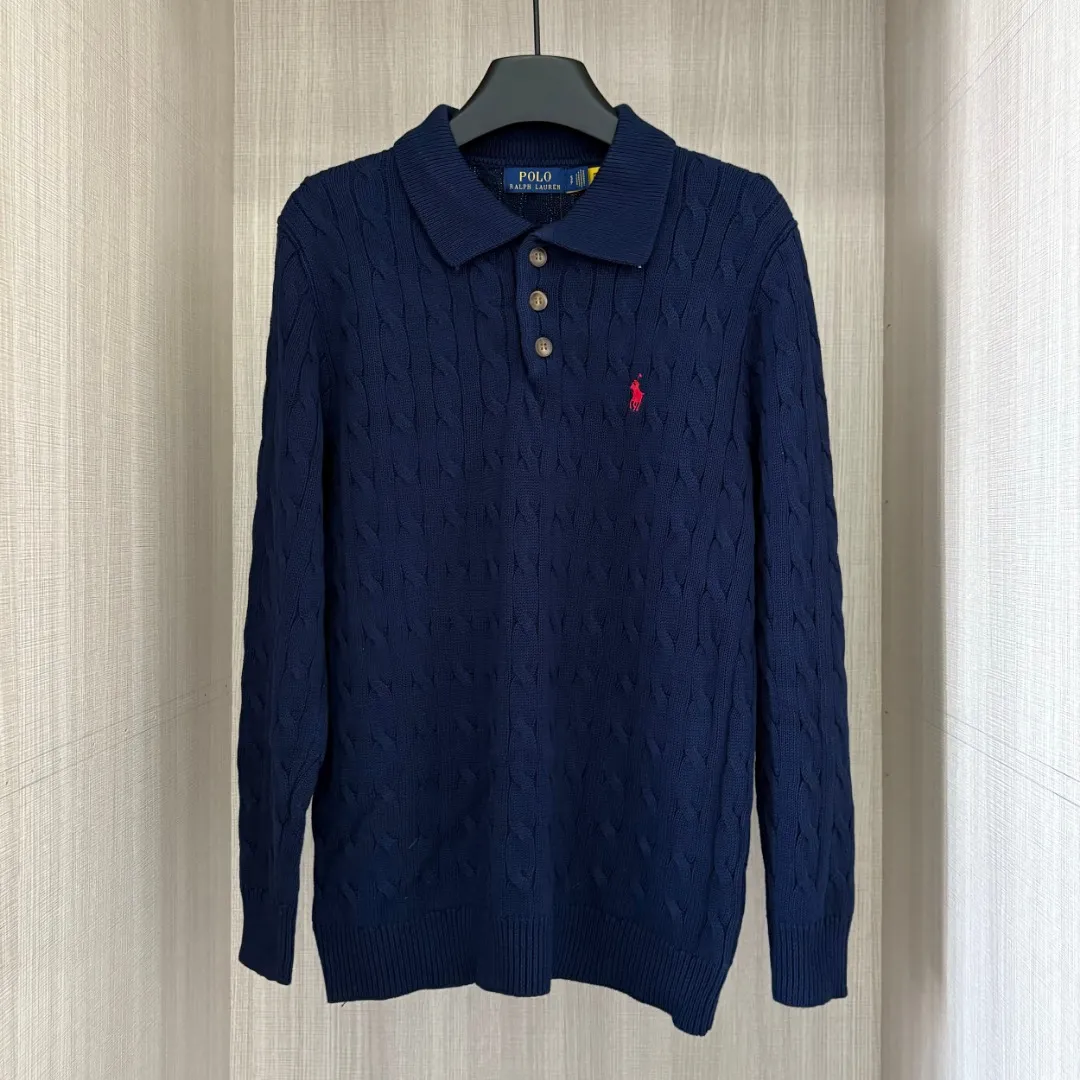 P230 RALPH LAUREN Ralph Lauren six-color classic small label embroidered polo collar short-sleeved buttoned pullover knitted sweater tops for men and women. Six colors. Color: white, black, navy blue (red label), gray, khaki, navy blue (white label). Size: S M L XL. Material: cotton.